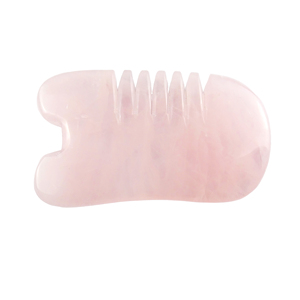 Pettine Gua Sha in Quarzo Rosa, Massaggiatore Naturale in Cristallo per Viso e Cuoio Capelluto, per Crescita dei Capelli e Sollievo dal <span class=keywords><strong>Mal</strong></span> <span class=keywords><strong>di</strong></span> <span class=keywords><strong>Testa</strong></span> - Product Image 1