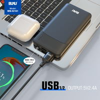 Batterie externe BUKU 2.4A 10000mAh avec double port USB, entrée Micro USB, entrée Type C, affichage LED, 12W