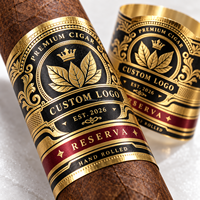 Autocollant adhésif personnalisé en feuille d'or pour cigares cubains, étiquette de bande de cigare gaufrée, accessoires d'emballage pour cigares