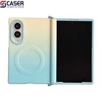 Étui de téléphone magnétique à protection intégrale avec charnière antichoc double face en cuir PU à texture dégradée esthétique pour Samsung Fold 8wide