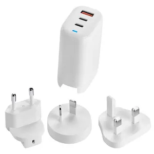 65W detachable plug adapt 2C1A removable travel charger interchangeable travel adapt with US/AU/EU/UK plugs for devices