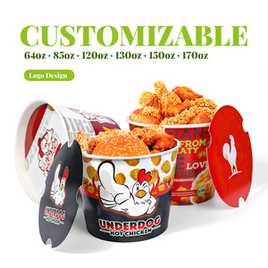 Seau en papier pour poulet frit blanc, écologique, imprimé sur mesure, fabriqué, recyclable, biodégradable, résistant à la graisse, ZJPACK - Product Image 2