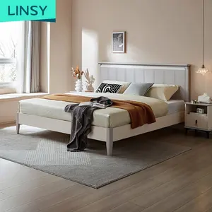 Linsy เตียงคิงไซส์สไตล์มินิมอลลิสต์,เตียงไม้เฟอร์นิเจอร์ห้องนอนสำหรับผู้ใหญ่ขนาดคิงไซส์ Ls227A2