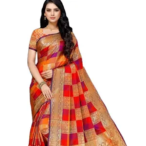 Purely Rich Soft Cotton Butterfly Printed Indian Ethnic Saree With Contra Blouse With Weaving Pallu For Ladies For Office