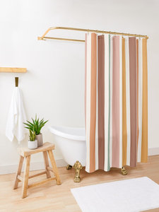Équilibre des couleurs neutres décor d'hôtel Boho <span class=keywords><strong>Extra</strong></span> <span class=keywords><strong>Long</strong></span> minimaliste Vintage polyester imprimé rayures <span class=keywords><strong>rideau</strong></span> de <span class=keywords><strong>douche</strong></span> - Product Image 4