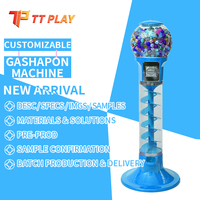 Distributeur de bonbons et de sucettes à monnayeur avec globe transparent de grande taille pour capsules de 27, 32 et 45 mm
