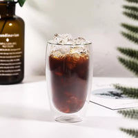 Tasses en verre créatives à double paroi de différentes tailles Verres à café, thé et expresso au lait isolés par vagues avec poignée