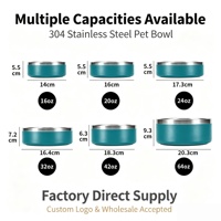 Bol pour animaux de compagnie en acier inoxydable 304, base en caoutchouc antidérapante, plusieurs capacités, bol pour nourriture et eau pour chiens et chats, vente en gros, logo personnalisé OEM, distributeur de nourriture pour animaux de compagnie