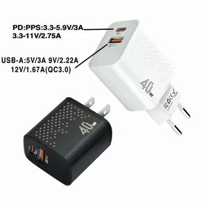 Adaptateur mural pour téléphone portable USB PD double 20W, charge rapide QC4.0, bloc de voyage, prise US EU, chargeur mural 40W pour Huawei Xiaomi Oppo - Product Image 2