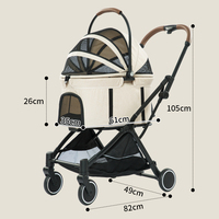 Chariot de luxe pour animaux de compagnie avec poussette de voyage pour grand chien à 4 roues pivotantes à 360 degrés et panier pliable amovible