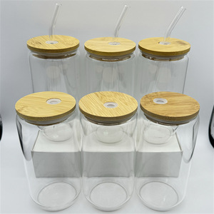 Hot Bán 12Oz Và 16Oz Boba Trà Nước Bia Có Thể Định Hình Uống Kính 100Pcs Tối Thiểu Với Nắp Tre Và Rơm - Product Image 2