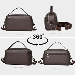 Logotipo personalizado Moda Grande Capacidade Impermeável PU <span class=keywords><strong>Leather</strong></span> Strap <span class=keywords><strong>Bag</strong></span> Portátil Casual Business Office Men's Shoulder <span class=keywords><strong>Bag</strong></span> - Product Image 3