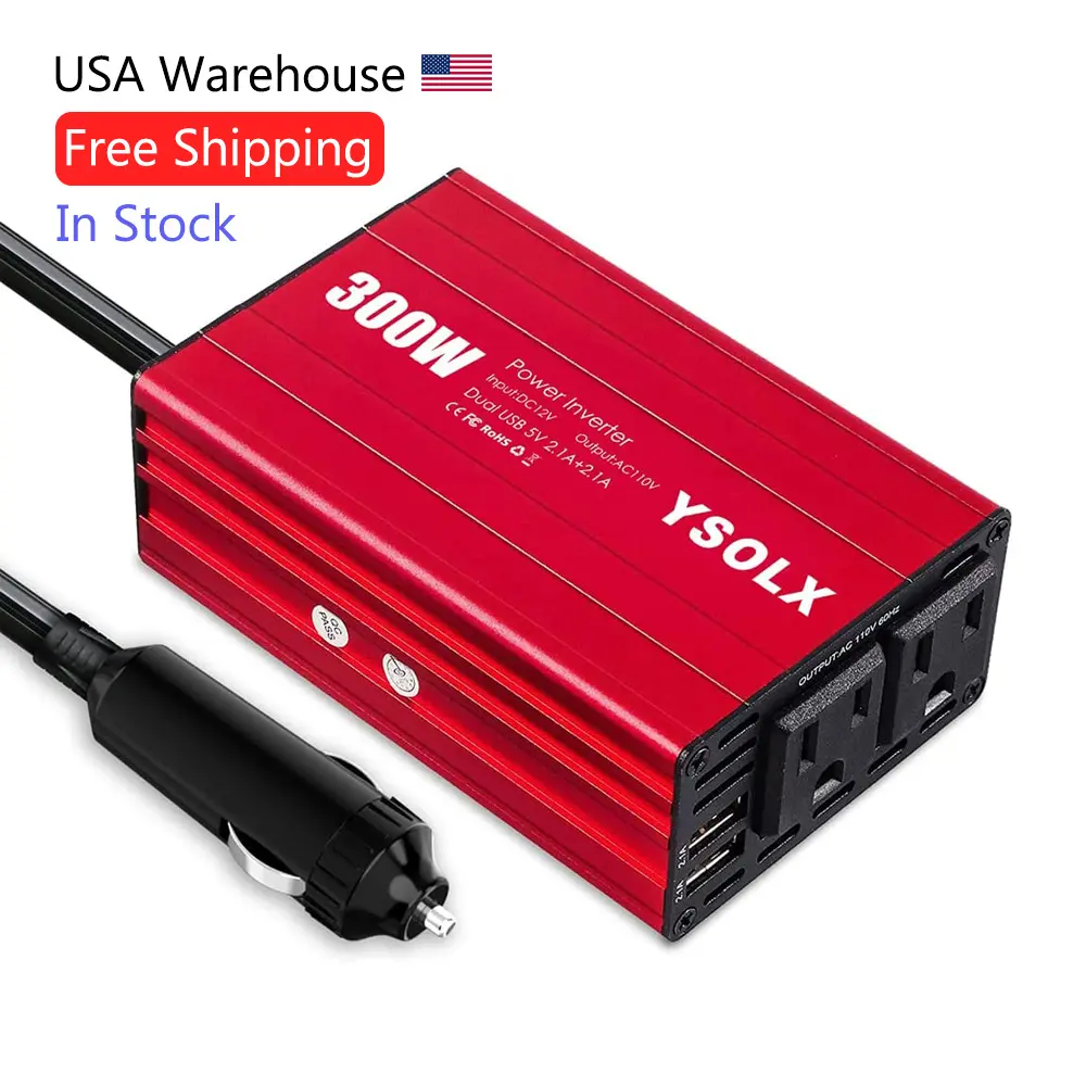300W Power Inverter DC 12V To 110V AC Car Inverter With 2.1A Dual USB Car Adapter