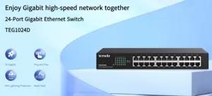 Tenda TEG1024D <span class=keywords><strong>Switch</strong></span> <span class=keywords><strong>Ethernet</strong></span> <span class=keywords><strong>Gigabit</strong></span> a 24 Porte 10/100/1000Mbps Non Gestito con Protezione da Fulmini 6KVA e Capacità 48Gbps - Product Image 3