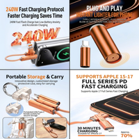 Kabel Data 240W Blowing Cigarette Lighter Lima dalam Satu USB dan USB-C Apple Lanyard Kabel Pengisi Daya Ponsel Berbahan Kain