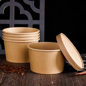 Thân thiện với môi dùng một lần takeout giấy <span class=keywords><strong>container</strong></span> giấy Bát súp có nắp đậy - Product Image 3