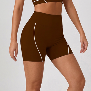 Shorts de sport taille haute pour femmes, avec coutures contrastées, effet push-up, ultra doux, pour cyclisme, course à pied, yoga, athlétisme, OEM ODM - Product Image 3