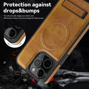 Étui de téléphone robuste avec support magnétique pour iPhone 16 Pro Max 15 Plus 14 13 11 pour Samsung S24 Ultra Housse de protection antichoc en cuir - Product Image 4