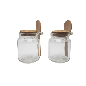 Contenant cosmétique pour soins de la peau, <span class=keywords><strong>250</strong></span> <span class=keywords><strong>ml</strong></span> (8 oz), transparent, écologique, imprimé sérigraphié, flacon en verre avec cuillère en liège, MOQ 100 pièces - Product Image 2