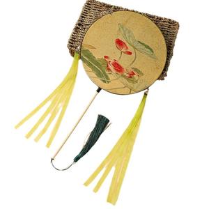 Abanicos de Mano Redondos de Seda Bordados a Mano con Diseño de Palacios Florales Estilo Chino, para Baile, Regalo de Boda, Recuerdo de Fiesta - Product Image 6