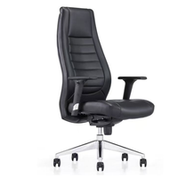 Chaise de bureau moderne en cuir avec base en métal chromé, support lombaire, pivotante, hauteur réglable, pour usage exécutif, réunions et visiteurs