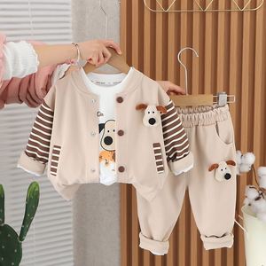 가을 아동 스포츠 의류 도매 긴팔 만화 티셔츠 야구 바지 3종 아기 세트 패션 남자아이 옷 - Product Image 1