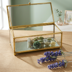 Caja de joyería de vidrio, soporte de exhibición de pendientes, organizador de almacenamiento, 7,5x3,5x2,5 cm - Product Image 2
