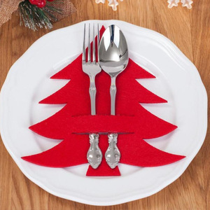 Manteles individuales creativos para árbol de Navidad, personalizables; cubiertas para palillos y tenedores con dibujos animados; decoraciones navideñas para la mesa del hogar. - Product Image 2