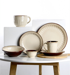 Services de table en céramique personnalisables, style terre cuite, assiettes classiques européennes en relief, vaisselle, bols, assiettes, tasses - Product Image 3