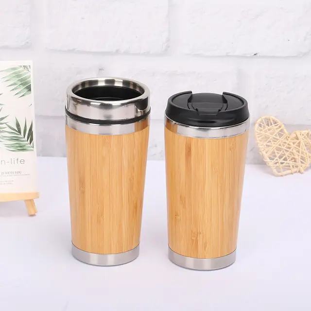 Tazza di caffè di bambù bottiglia di acqua personalizzata eco friendly viaggio thermos tazza tumbler con infusore di tè in fibra di vetro coperchio quadrato bambino