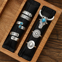 Bijoux en alliage multi-éléments faits à la main en six parties turquoise rétro de style cowboy occidental, vente à chaud