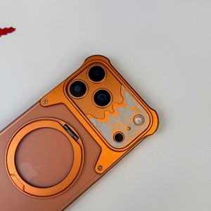 เคสแม่เหล็กหรูหราแบบด้านโปร่งแสงสำหรับ iPhone 17 13 14 15 16 Pro Max พร้อมการปกป้อง 360 องศา °   ขาตั้งโทรศัพท์แบบวงแหวน อลูมิเนียมอัลลอยด์ ฝาครอบไร้ขอบ - Product Image 5