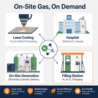Generador de Nitrógeno PSA Montado en Plataforma con PLC, HMI, Compresor de Aire, Secador, Filtro, Sistema Completo de Gas Industrial