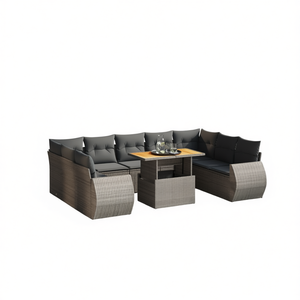 Set Divano da Giardino Grigio 6 Posti in Rattan, Arredamento da Esterno dal Design Contemporaneo Resistente alle Intemperie - Product Image 1