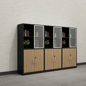 Office General Use Sample Storage Cabinet Swing Door Black Flat Shelf 2 Doors Filing File Cabinet With Lock