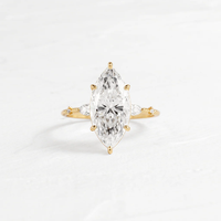 Bague de fiançailles en or massif 14K/18K avec diamant de laboratoire 0,5-3 carats, taille marquise, trois pierres, pierres latérales en forme de poire, certifiée IGI CVD/HPHT, personnalisable