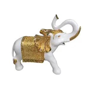 China Resin Craft Figurine Family Indoor Silver Golden Fiberglass Elephant Statues Sculpture