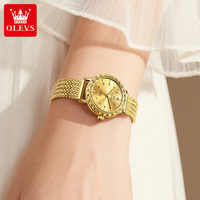 OLEVS 5643  Logo Kustom OEM Baja Tahan Karat Digital Bercahaya Tahan Air  Emas Fashion Sport Elegan Wanita Jam Tangan Quartz
