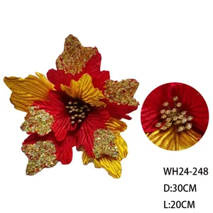 Hot Selling 30cm Artificial Christmas Flowers Decorations Flower Ornaments