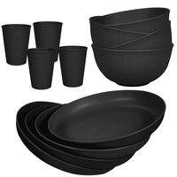 Ensembles de vaisselle en paille de blé ensemble réutilisable incassable tasses de cuisine assiettes et bols ensembles lave-vaisselle assiettes allant au micro-ondes