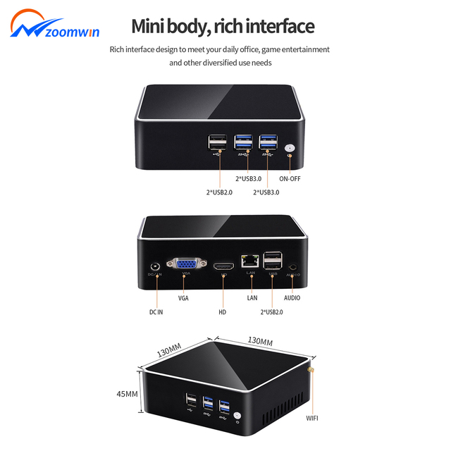 ZOOMWIN Hot Sale N5095 Quad Core Openciaw Ai Pc Mini PC 2.90GHz Turbo 8*USB 4K Display Integrated Graphics Office Use SSD