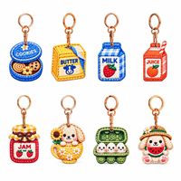 Nouveau porte-clés en cuir brodé sur le thème des animaux mignons, avec porte-carte d'accès et traceur GPS, pour voiture et sac – En stock