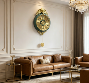 Luxury Elephant Brass Pendulum <strong>Clock</strong> European Retro Green Silent <strong>Wall</strong> <strong>Clock</strong> <strong>Living</strong> <strong>Room</strong> Dining <strong>Room</strong> Decoration - Product Image 2