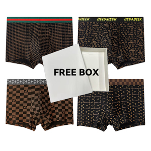 Đồ lót nam boxer thoải mái, thoáng khí, lưng trung, 4 chiếc/gói, size lớn, in họa tiết, tặng hộp - Product Image 3