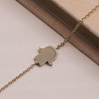 Bracelet à breloque main Hamsa en argent sterling 925 plaqué or 18 carats, chaîne minimaliste, bijoux de mode pour femme, cadeau, vente en gros