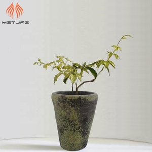 Antique cone shape dark green cement plant pots custom cone shape flower pots