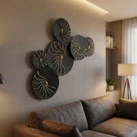 Décorations murales en métal en gros pour la maison, 83,19*5,72*51,44CM, marron, blanc, or, suspensions décoratives murales en métal