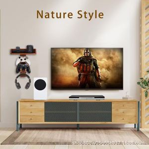Wooden Wall Mounted <b>Storage</b> <b>Rack</b> Game Controller Holder Headphone Stand Solid <b>Wood</b> 3 Tier Punch Free Lacquered Finish - Product Image 4