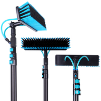 Kit complet de perche télescopique à alimentation en eau avec brosse et raclette pour le nettoyage des panneaux solaires et des fenêtres