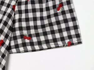 Kemeja wanita motif kotak-kotak kasual modis musim panas 2026, kemeja lengan pendek bergaya retro nan chic - Product Image 4
